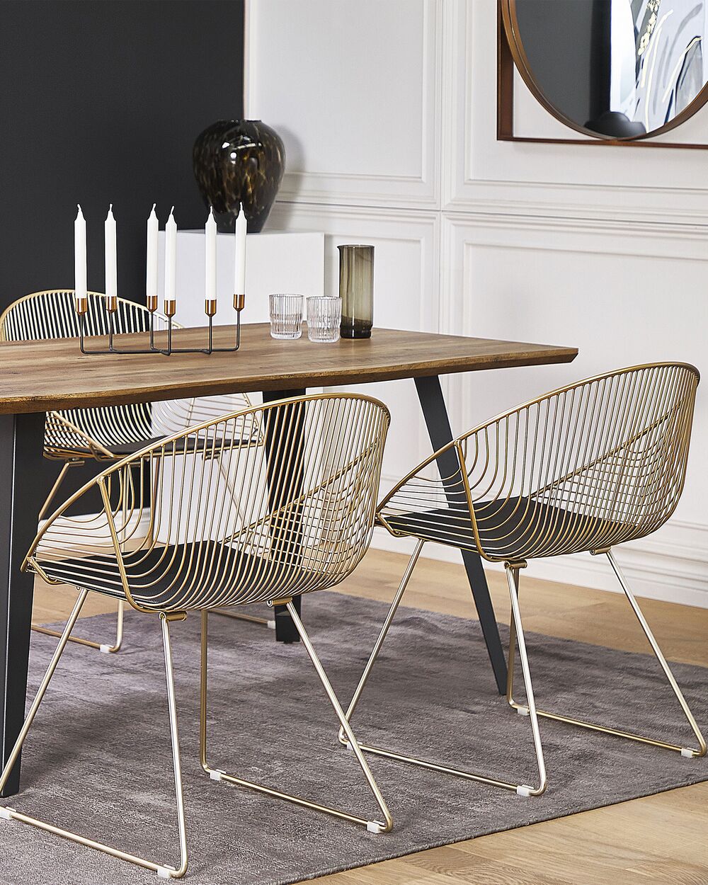 Set med 2 matstolar AURORA Metall Guld