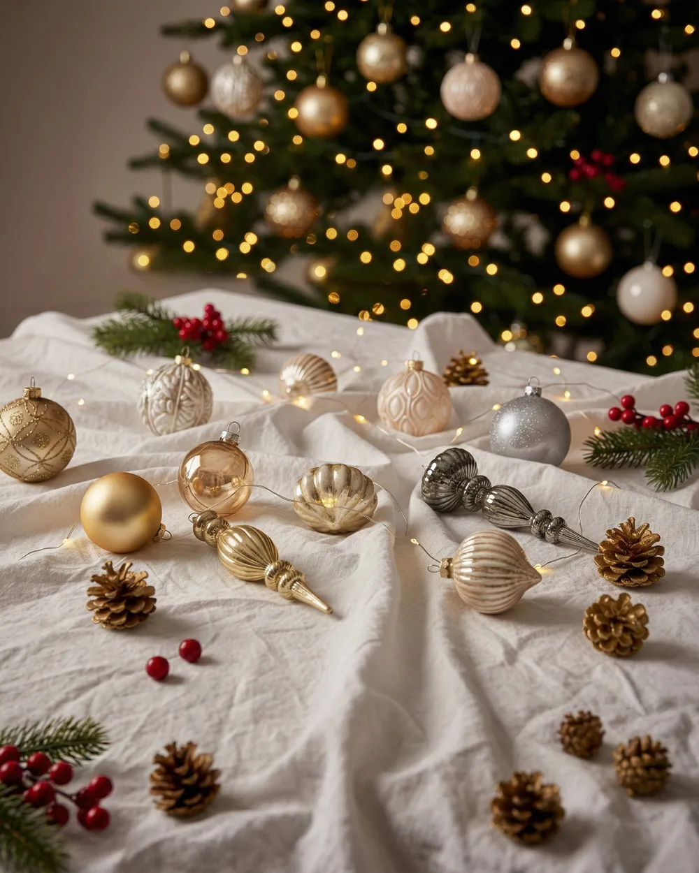 Set med 24 julgranskulor WINTERLIGHT Glas Roséguld