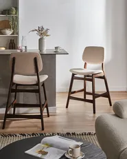 Set of 2 Bar Chairs ELAINE Boucle Brown/ Light Beige_1060269