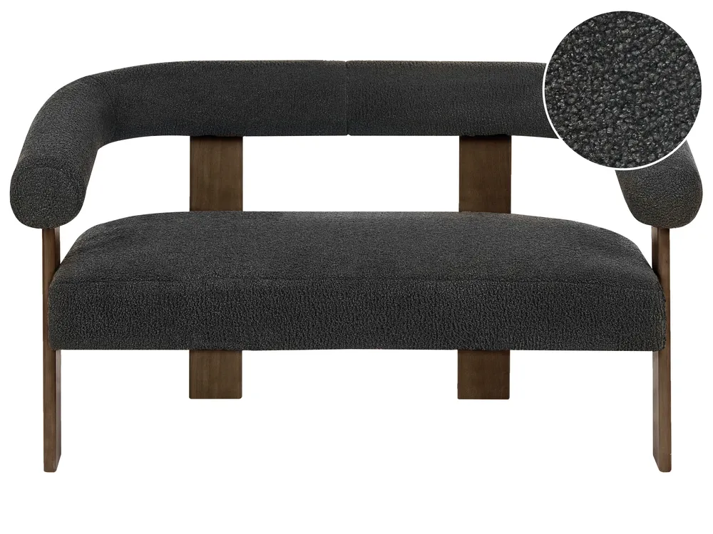 Sofa 2 Seater ILBRO Boucle Black/ Dark Brown