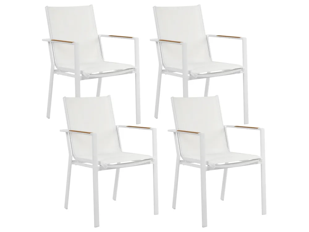 Garden Dining Set 4 Seater MALETTO/BUSSETO Metal Marble Effect White_923195