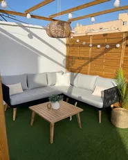 Garden Corner Sofa with Table 5 Seater ALCAMO Acacia Wood Black Left Hand_1006158