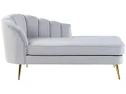 Left-Hand Chaise Longue ALLIER Velvet Light Grey_795619