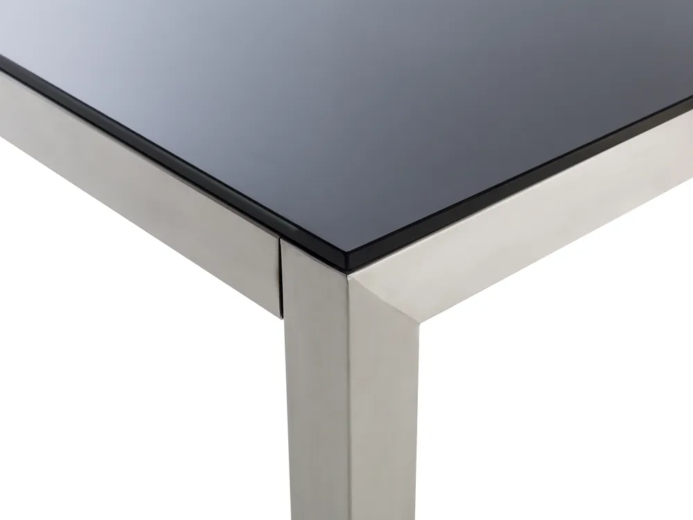 Garden Dining Table GROSSETO 180 cm 90 cm Tempered Glass Black_674088