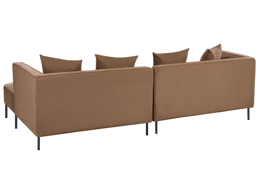 Corner Sofa 3 Seater SATER Fabric Brown Left Hand_1019352