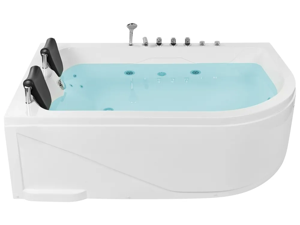 Hörnbubbelbadkar med LED CALAMA 1800 x 1200 mm Vit Högervänd_919452