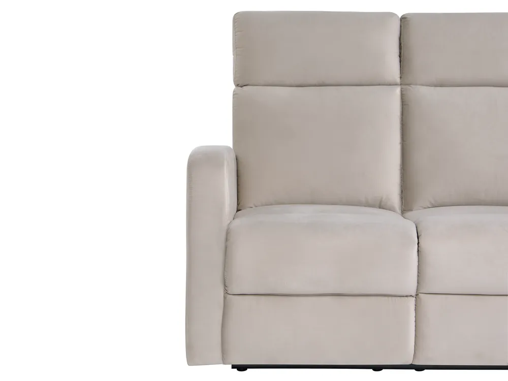 Electric Recliner Living Room Set 3 Seater VERDAL Velvet Beige_1081025