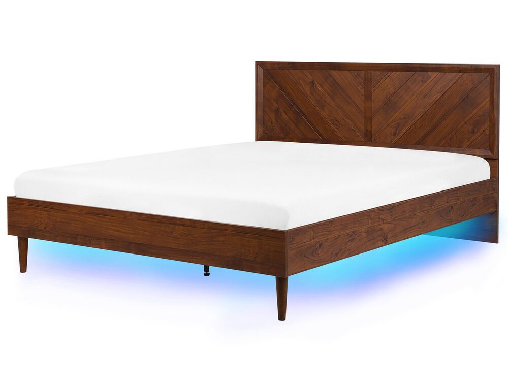 Bed with LED MIALET 180 x 200 cm (EU Super King) Dark Brown