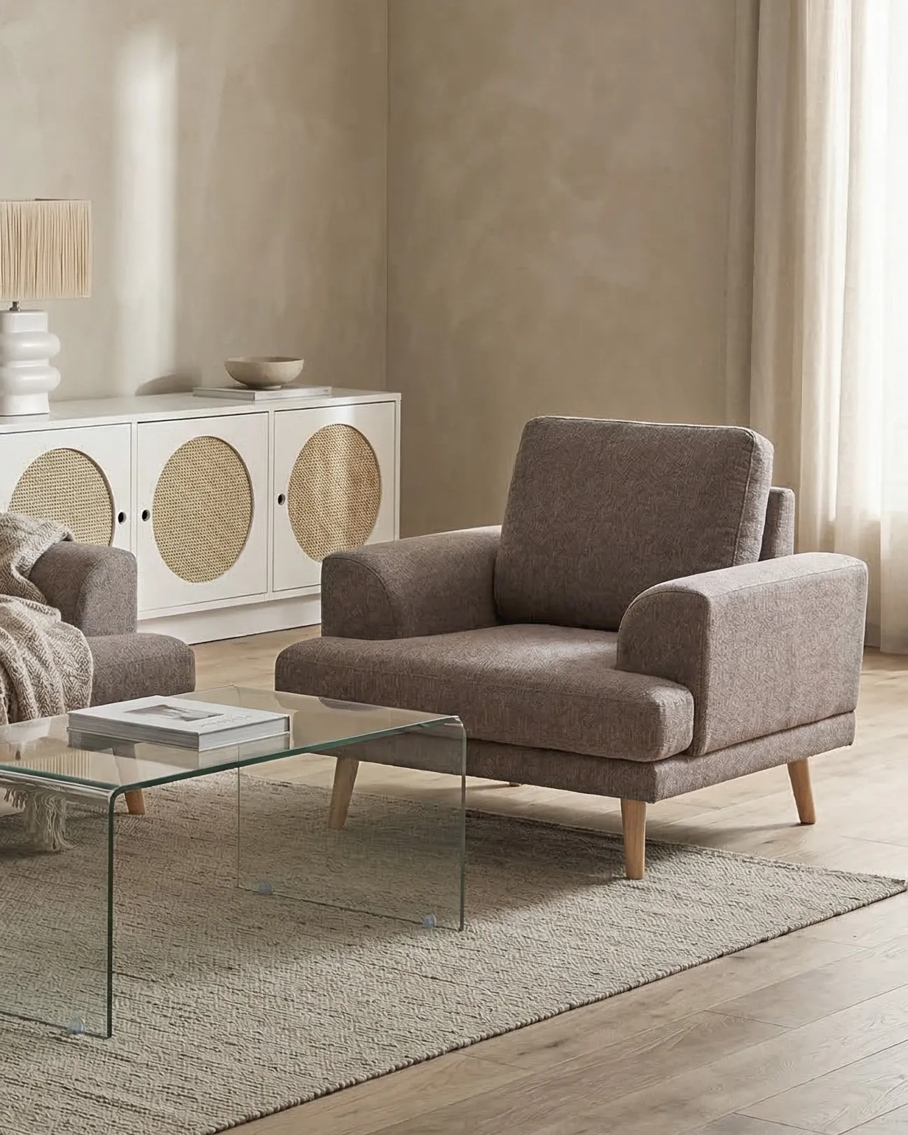 Armchair KILDAL Fabric Brown_1058386