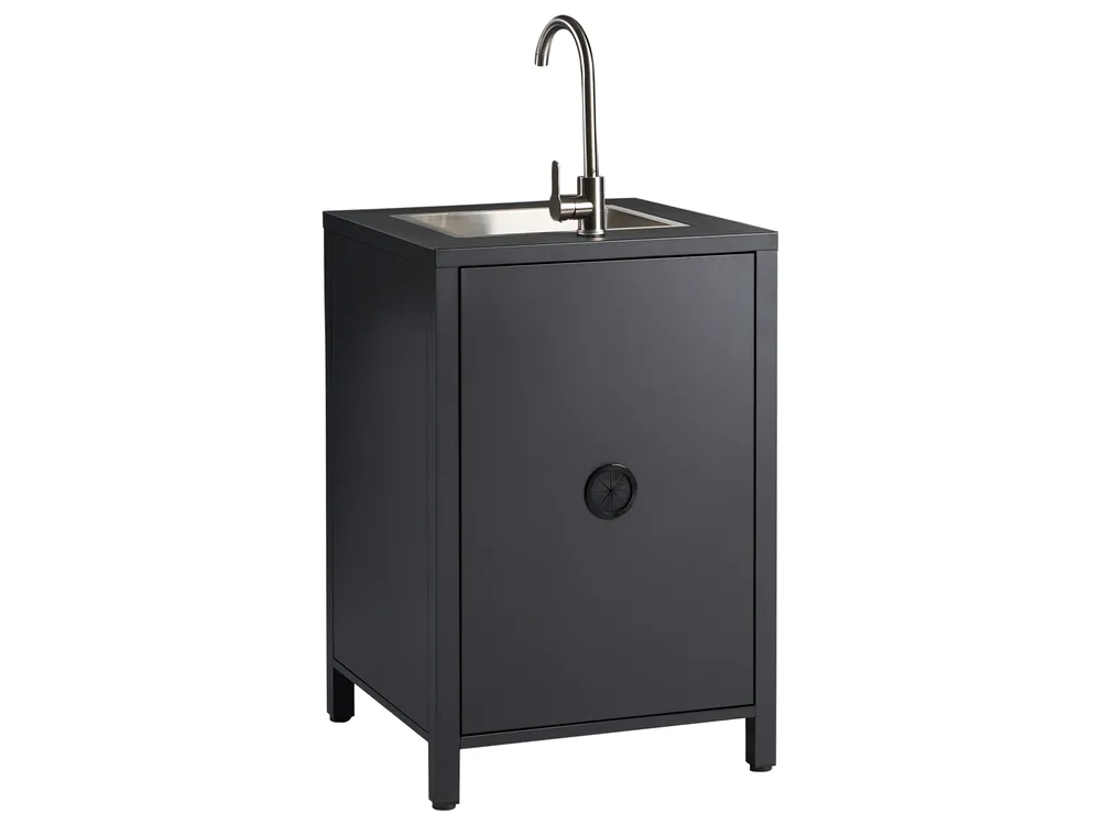 Outdoor Kitchen Cabinet with Sink ROCHA Graphite Grey Metal_1079749