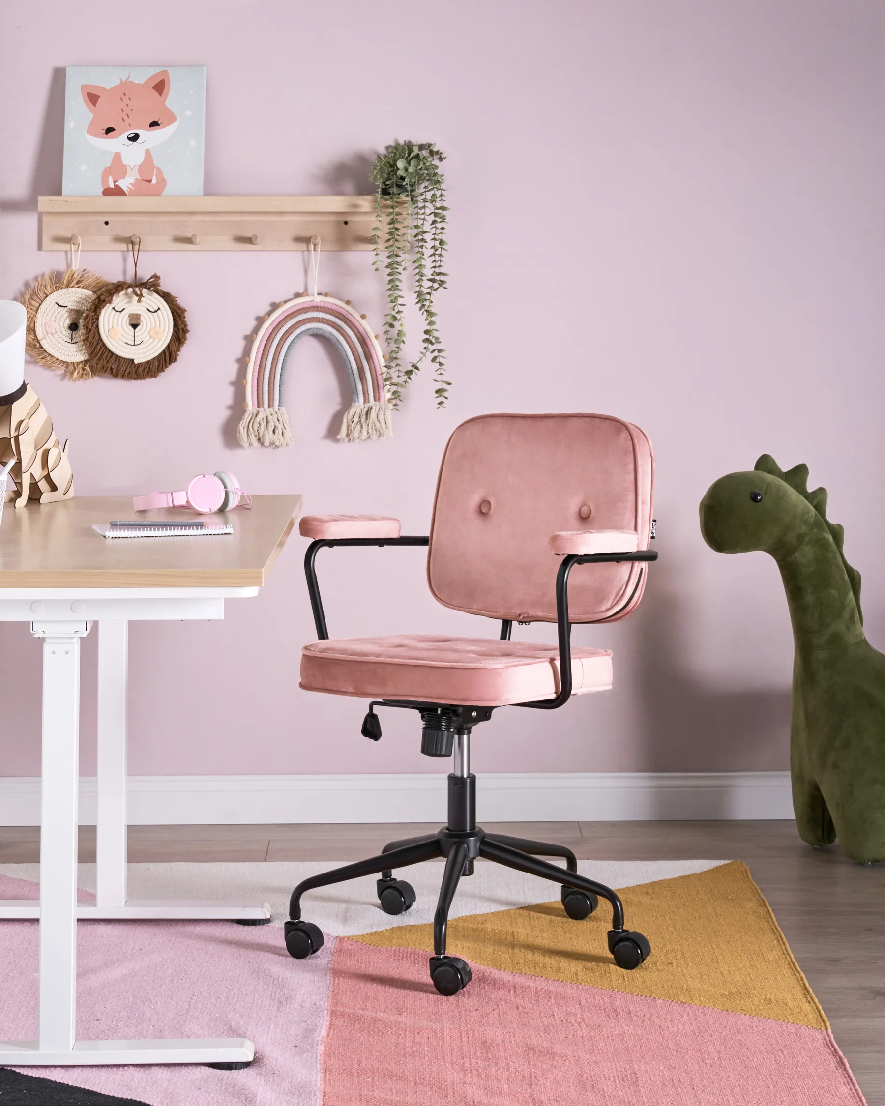 Skrivbordsstol PAWNEE Sammet Rosa_1016699