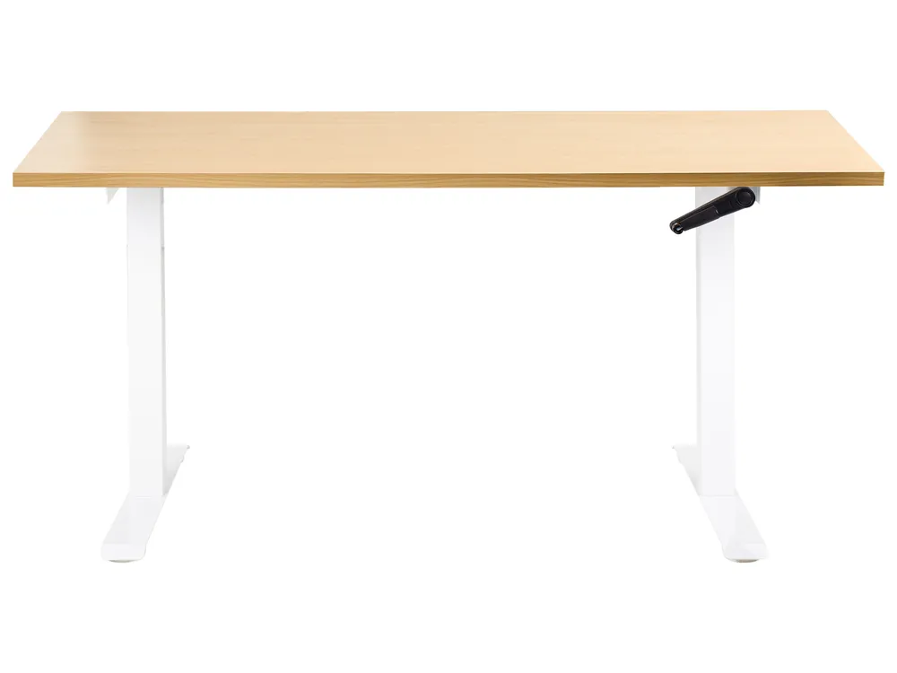 Manual Adjustable Standing Desk DESTINES 160 cm 72 cm Light Brown/ White_1000520