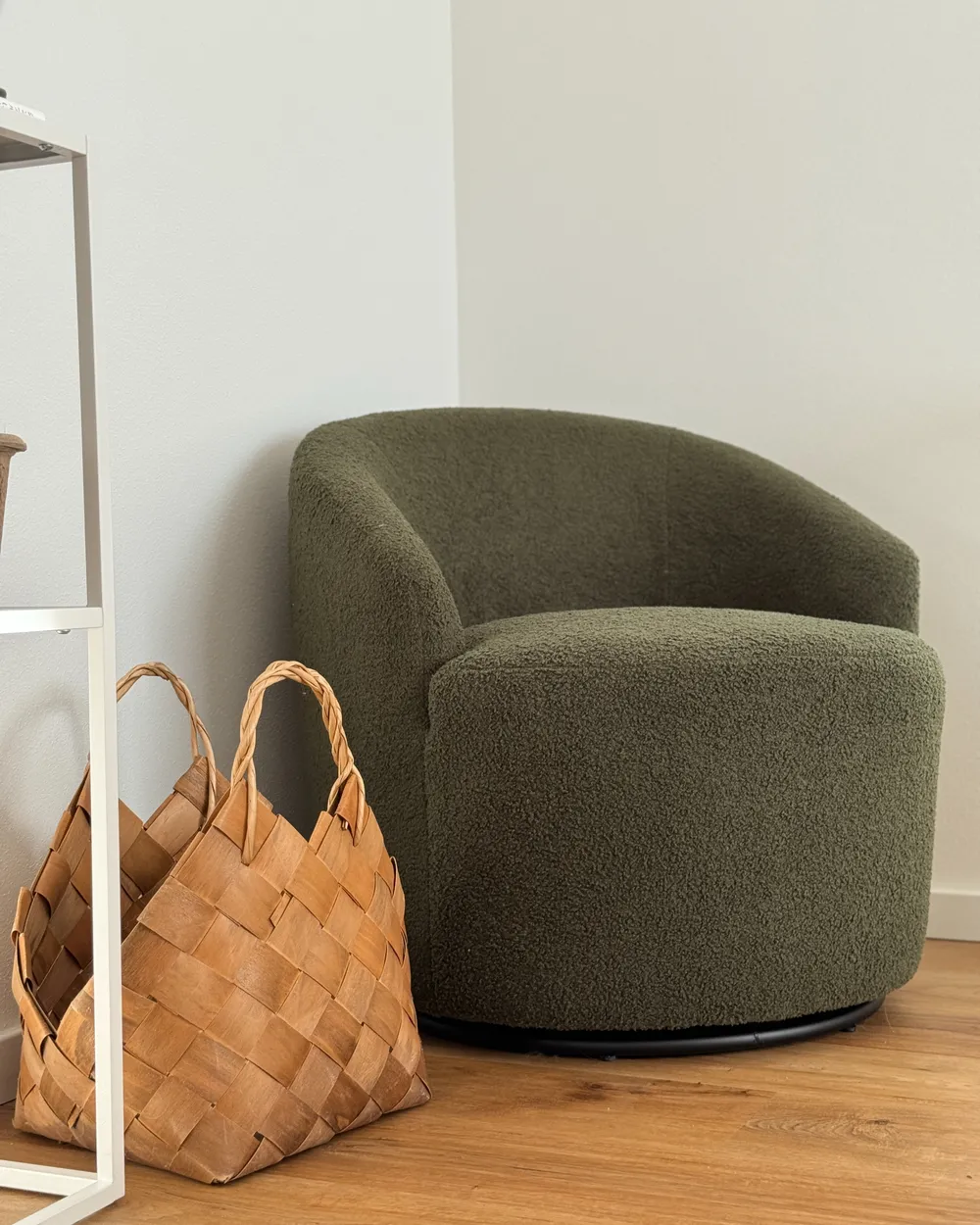 Swivel Armchair DAVIK Boucle Dark Green_1034839