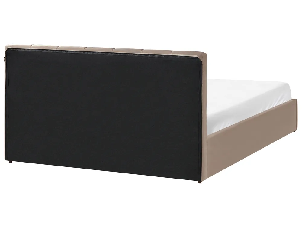 Ottoman Bed DREUX Velvet Taupe 160 x 200 cm (EU King Size)_1012307
