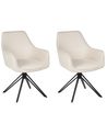 Set of 2 Dining Chairs Swivel JODAR Fabric Light Beige