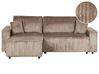 Corner Sofa Bed 3 Seater ABACKA with Storage Corduroy Light Brown Right Hand