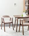 Set of 2 Dining Chairs MYLO Fabric Dark Brown/ Beige