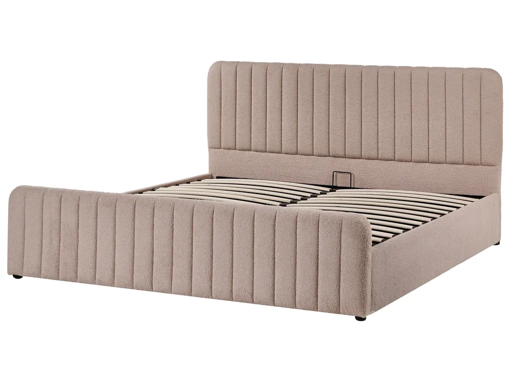 Säng med förvaring LUNAN Bouclé Taupe 180 x 200 cm_1048585