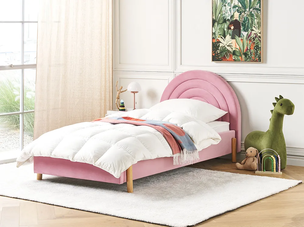 Kids Bed Velvet ANET 90 x 200 cm (EU Single) Pink_1154203