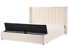 Bed with Storage Bench NOYERS Velvet Off-White 180 x 200 cm (EU Super King)