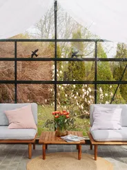 Garden Lounge Set with Table 2 Seater FRASCATI Modular Certified Acacia Wood Light Grey_824393