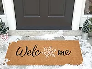 Doormat BALANACAN Natural 55 x 120 cm Christmas Motif Coir_1171491