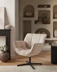 Swivel Armchair AUMA Fabric Beige_1001215