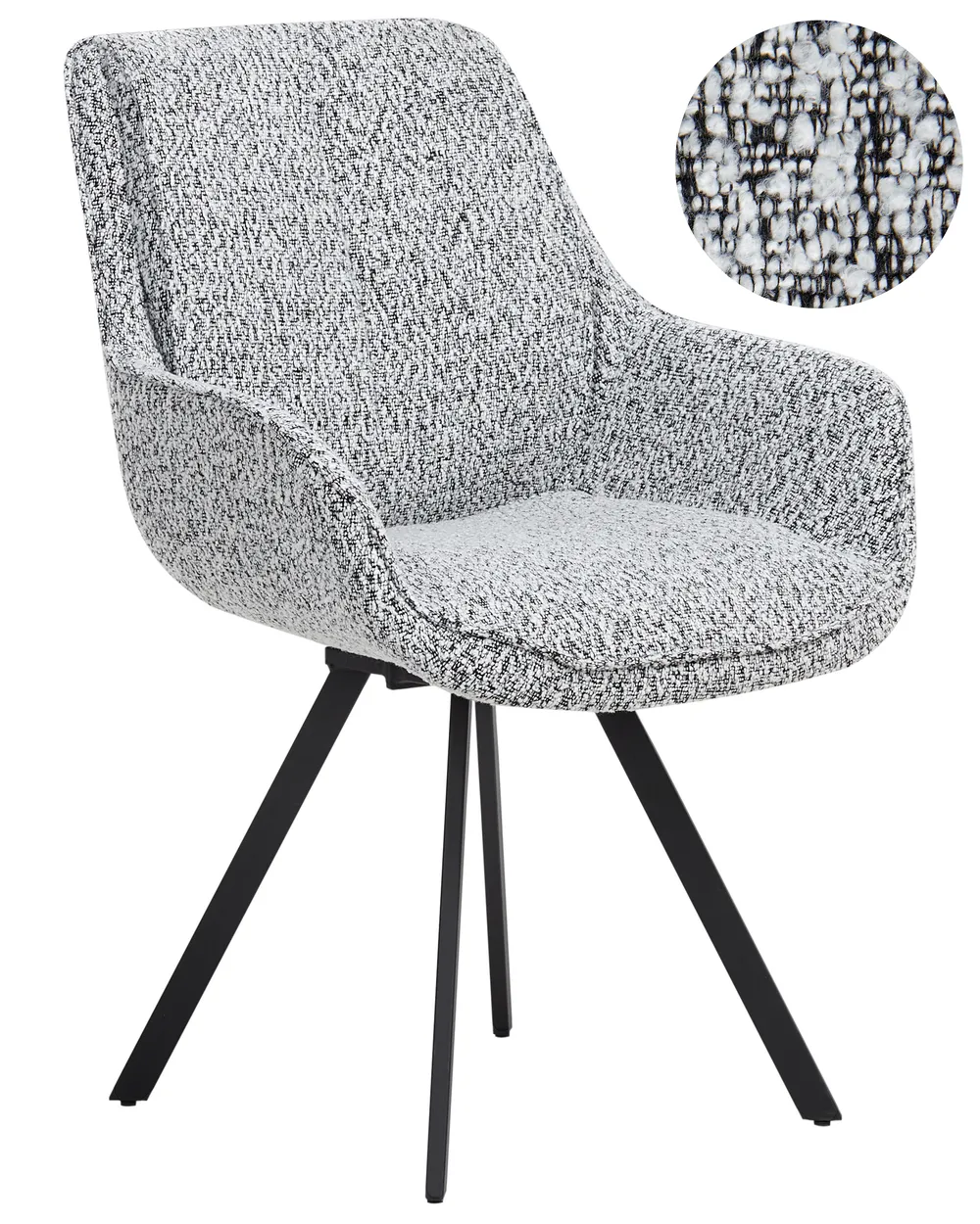 Dining Chair Swivel MARCELLUS Boucle Black/ White
