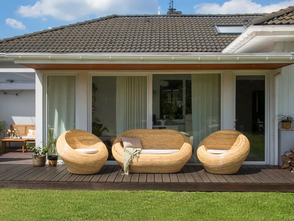 Garden Sofa Set 4 Seater MAIORI Rattan Natural_928308
