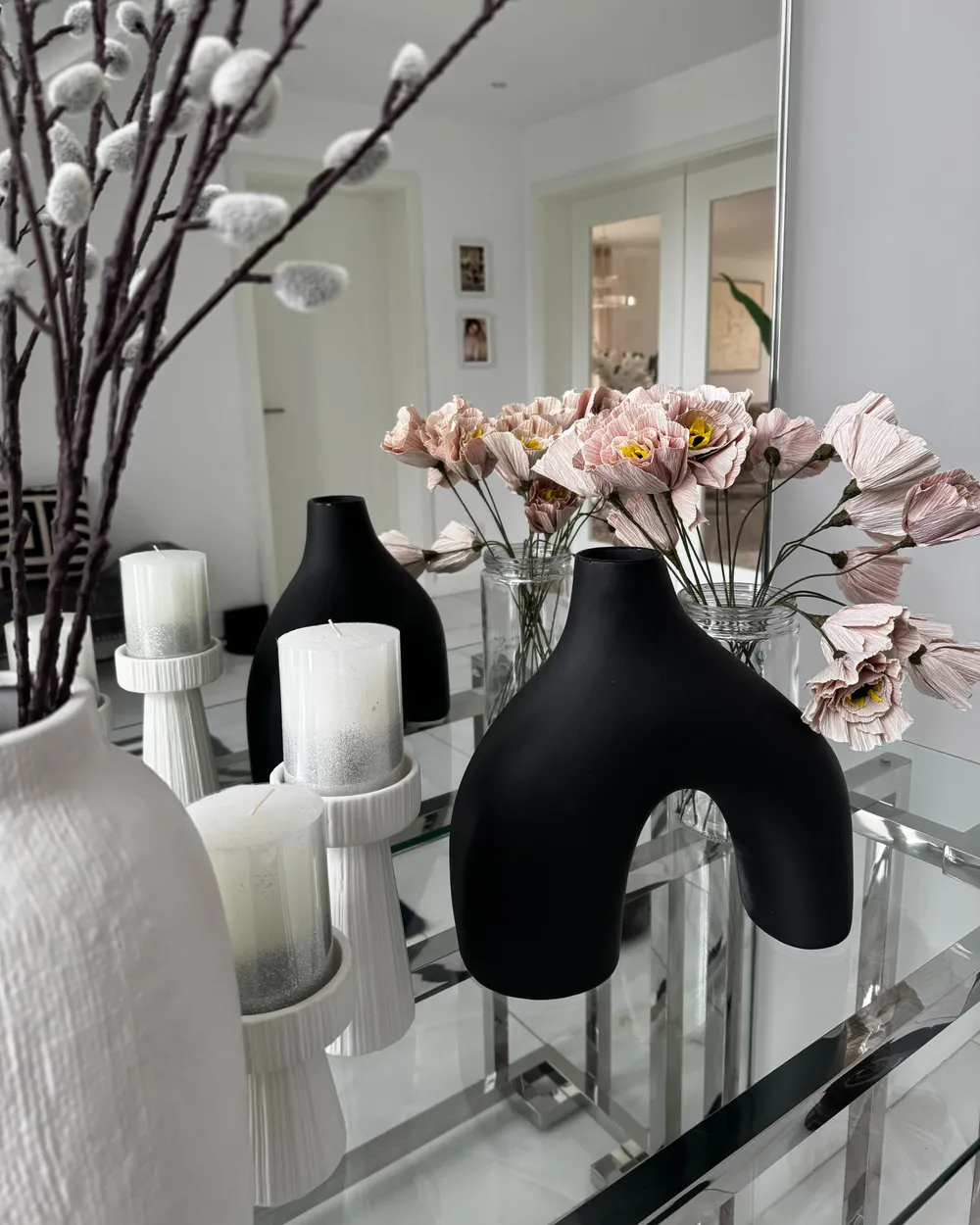 Flower Vase LAMIA 30 cm Ceramic Black_976569