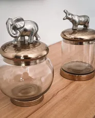 Set of 2 Trinket Boxes LAKI Glass Gold_926063