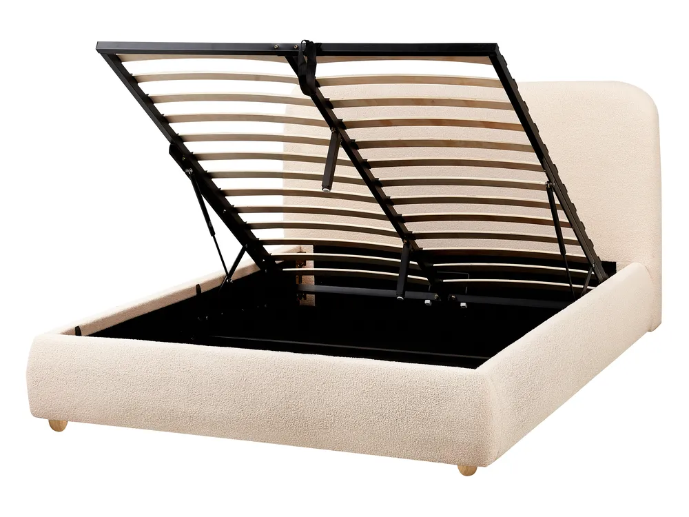 Ottoman Bed BLAGNAC Boucle Light Beige 140 x 200 cm (EU Double)_1009291