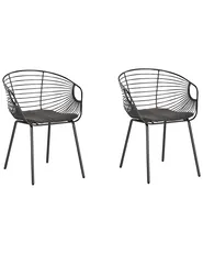 Set of 2 Dining Chairs HOBACK Metal Black_775493