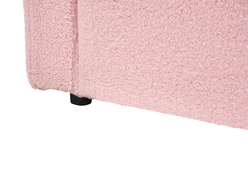 Utdragbar säng Bouclé ALBIAC 90 x 200 cm Pastellrosa_1069072