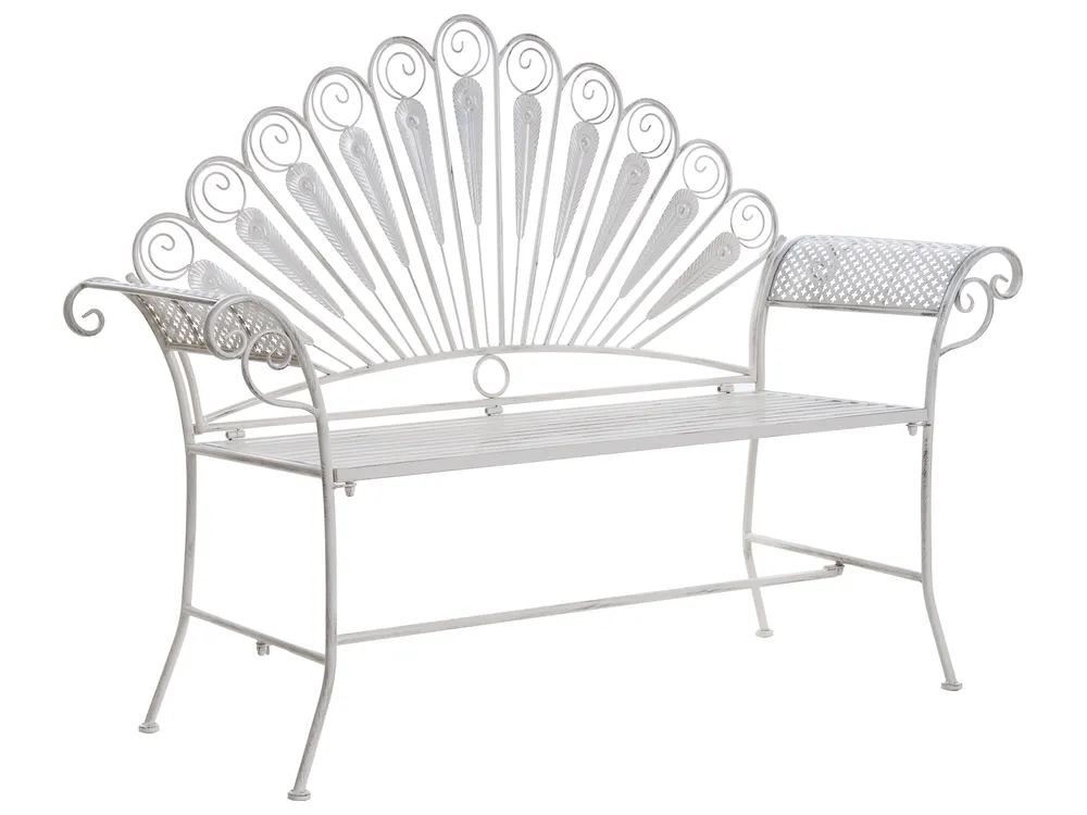 Bistro Set with Bench PAVIA Metal Off-White_1046363