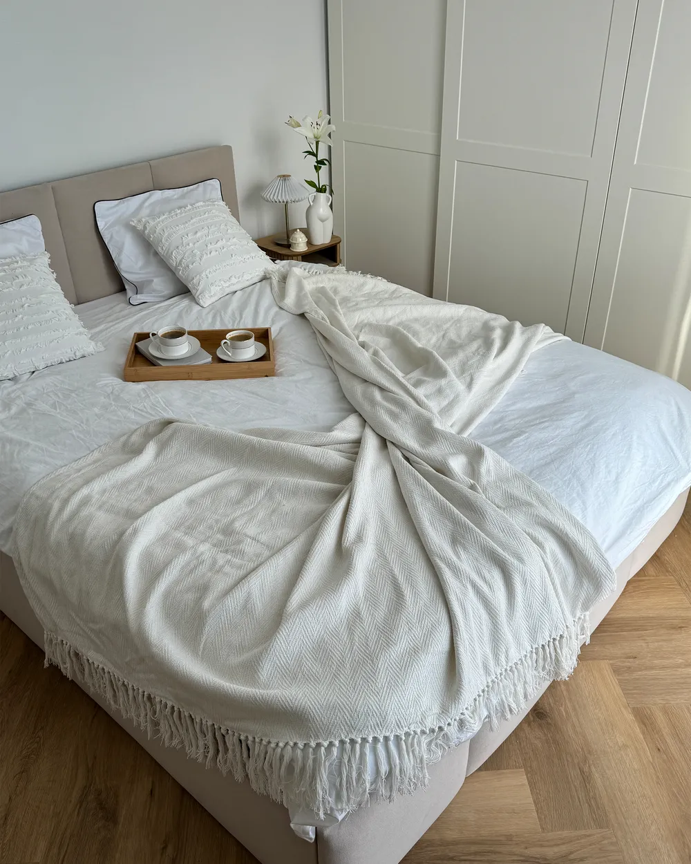 Blanket AMPARA Cotton 150 x 200 cm Off-White_978747