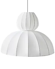 Pendant Lamp GOELETTE Faux Silk White_1188129