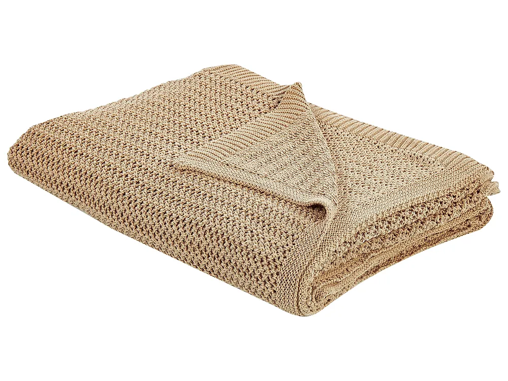 Bedspread ILEN Cotton 150 x 200 cm Light Brown