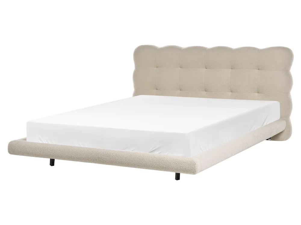 Bed Boucle SOULISSE 160 x 200 cm (EU King Size) Beige_1129707