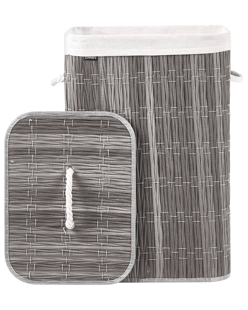 Laundry Basket with Lid TRANCURA Fabric Grey 72 L_1063788