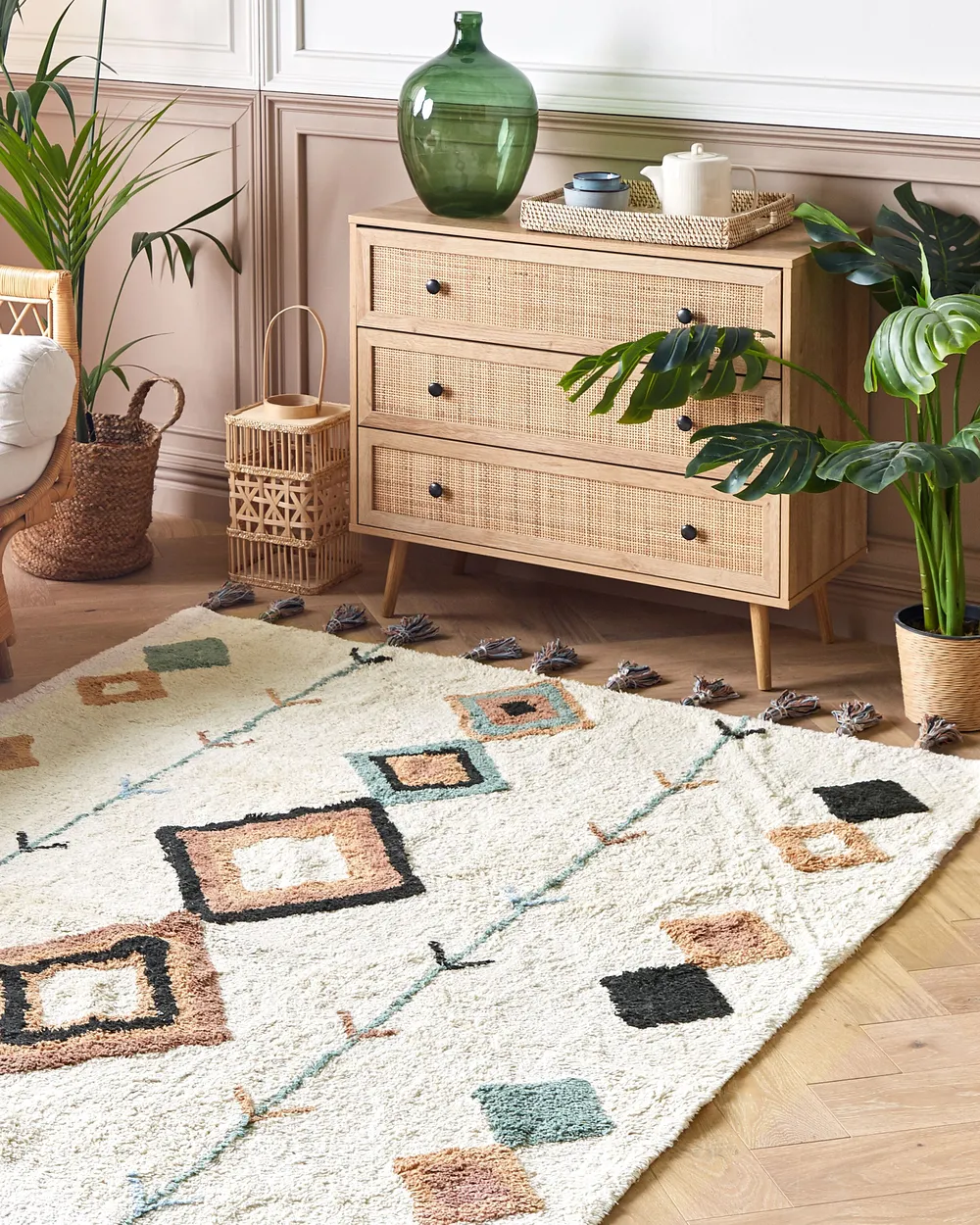 Rug ESKISEHIR Beige 140 x 200 cm Cotton