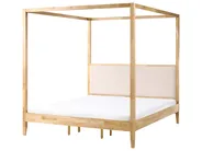 Four Poster Bed Wood HAILLICOURT 180 x 200 cm (EU Super King) Light Brown_1037203
