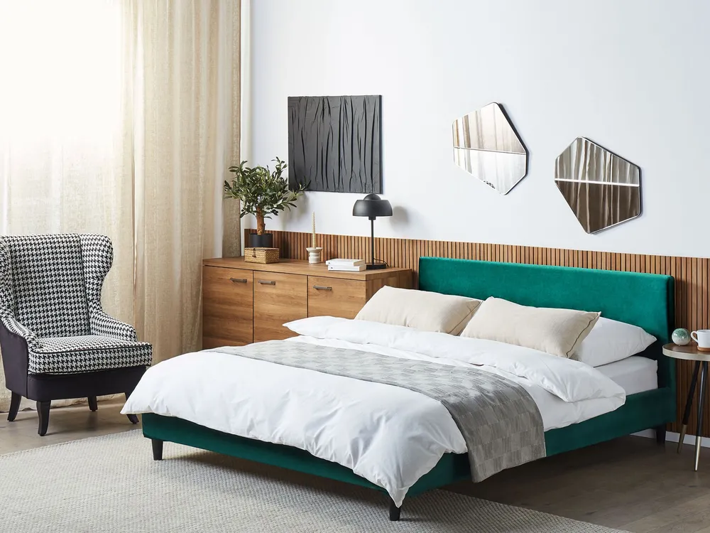 Bed Velvet FITOU 160 x 200 cm (EU King Size) Dark Green