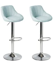Set of 2 Bar Stools LUCCA Swivel Fabric Light Blue_1011520