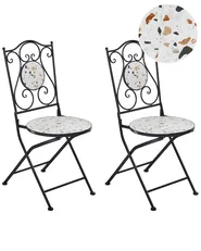 Set med 2 trädgårdsstolar ARTENA Fällbar Metall Terrazzoeffekt Svart_1021660