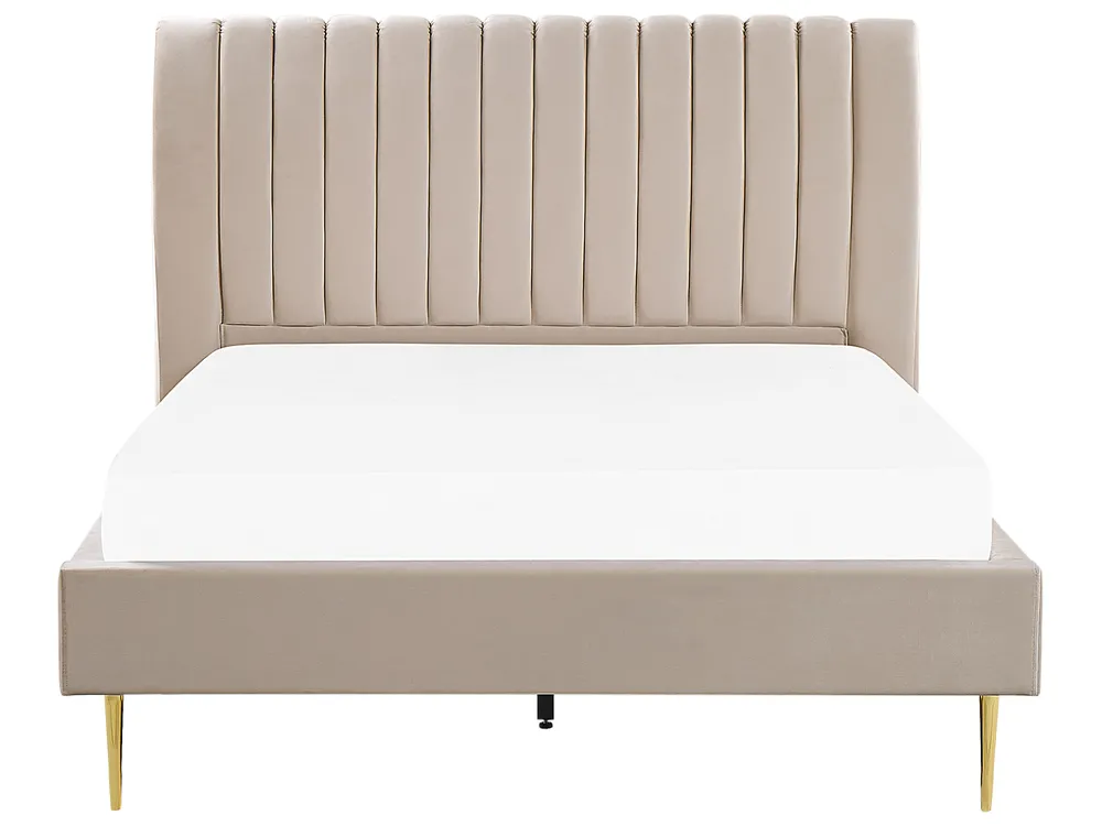 Bed Velvet MARVILLE 140 x 200 cm (EU Double) Beige_835970
