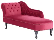 Left-Hand Chaise Longue NIMES Velvet Burgundy_805980