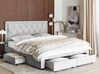 Bed with Storage Drawers LIEVIN Velvet Light Grey 180 x 200 cm (EU Super King)
