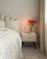 1 Drawer Bedside Table FLAYAT Corduroy Off-White_983381