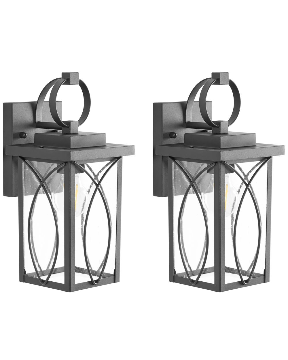 Set of 2 Outdoor Wall Lights BUZAU Black